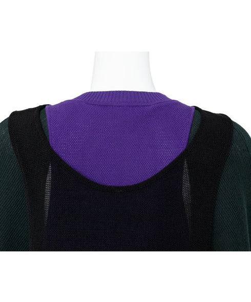 Cut-Out Panel Layered Knit Top